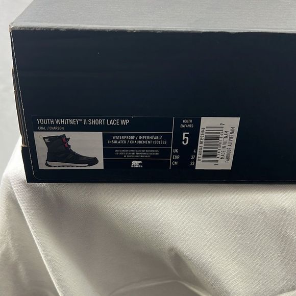 Sorel Youth Whitney II Short Lace Winter Boot Jet Sea Salt size 5 - Picture 7 of 7
